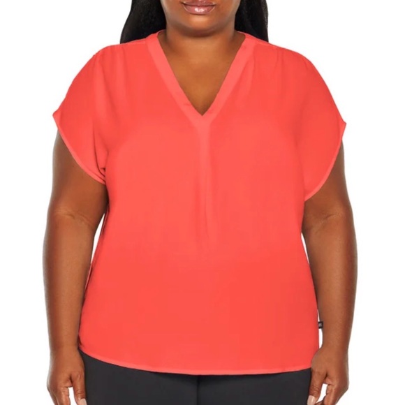 Banana Republic Tops - Banana Republic dark Coral V-Neck Tee size xl